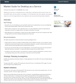Gartner acknowledge Workspot as Representative Vendor in 2019 Market Guide for Desktop as a Service